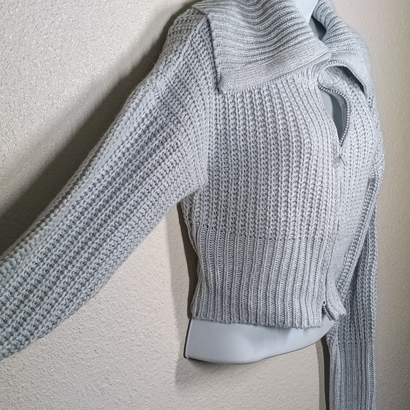 Grey FTC with Love Sweater w zipper - Picture 4 of 5